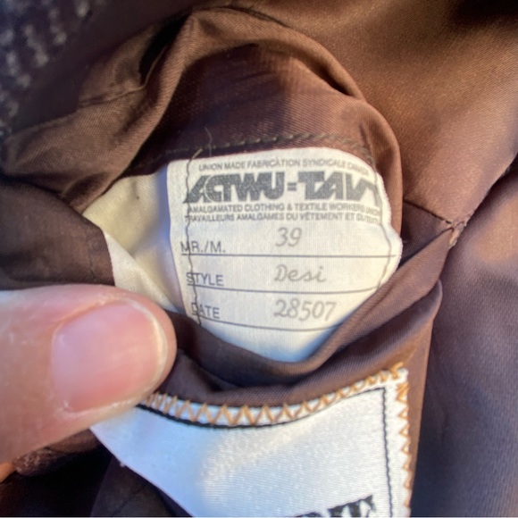 Vintage Blazer Lou Myles Wool Sport Coat three Button Herringbone Union Made - Picture 6 of 16